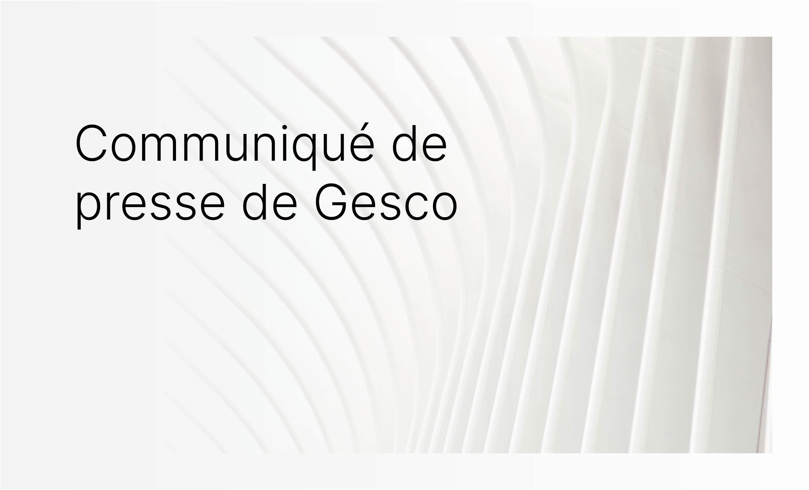 Communiqué de presse de Gesco - Resource